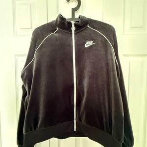 Nike Gray Velour Zip Up Track Jacket